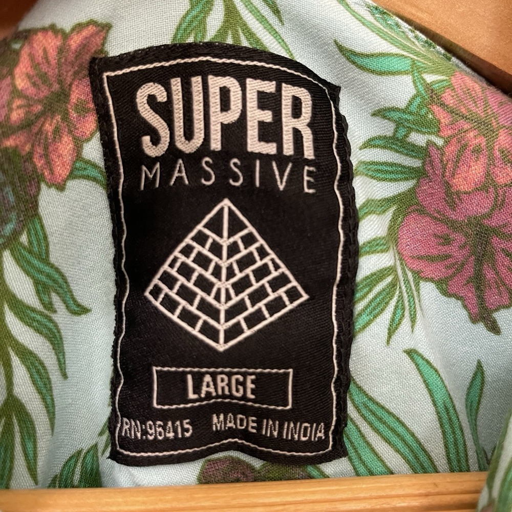 Super Massive Men's Tropical Tiki Hawaii Shirt Short Sleeve Vacation Beach Sz L - Picture 8 of 9
